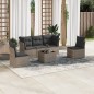 vidaXL Set de muebles de jardín 6 pzas y cojines ratán sintético gris