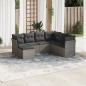 vidaXL Set de sofás de jardín 7 piezas con cojines ratán PE gris vidaXL Set de sofás de jardín 7 piezas con cojines ratán PE gris