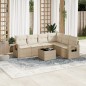 vidaXL Set sofás de jardín 7 piezas y cojines ratán sintético beige vidaXL Set sofás de jardín 7 piezas y cojines ratán sintético beige