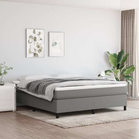vidaXL Cama box spring con colchón tela gris oscuro 160x200 cm