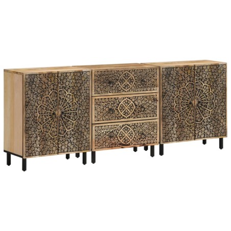 vidaXL Aparador 3 piezas madera maciza de mango 60x33x75 cm