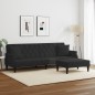 vidaXL Sofá cama de 2 plazas con almohadas y taburete terciopelo negro vidaXL Sofá cama de 2 plazas con almohadas y taburete terciopelo negro