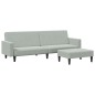 vidaXL Sofá cama de 2 plazas con taburete terciopelo gris claro vidaXL Sofá cama de 2 plazas con taburete terciopelo gris claro