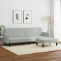 vidaXL Sofá cama de 2 plazas con taburete terciopelo gris claro vidaXL Sofá cama de 2 plazas con taburete terciopelo gris claro
