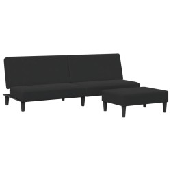 vidaXL Sofá cama de 2 plazas con taburete terciopelo negro