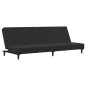 vidaXL Sofá cama de 2 plazas con taburete terciopelo negro