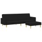 vidaXL Sofá cama de 2 plazas con taburete tela negro vidaXL Sofá cama de 2 plazas con taburete tela negro