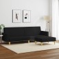 vidaXL Sofá cama de 2 plazas con taburete tela negro vidaXL Sofá cama de 2 plazas con taburete tela negro