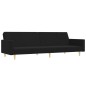 vidaXL Sofá cama de 2 plazas con taburete tela negro vidaXL Sofá cama de 2 plazas con taburete tela negro