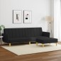 vidaXL Sofá cama de 2 plazas con taburete tela negro vidaXL Sofá cama de 2 plazas con taburete tela negro