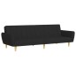 vidaXL Sofá cama de 2 plazas con taburete tela negro vidaXL Sofá cama de 2 plazas con taburete tela negro