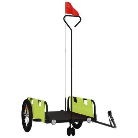 vidaXL Remolque para bicicletas hierro y tela Oxford verde