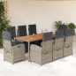 vidaXL Set comedor jardín 9 pzas y cojines ratán sintético gris vidaXL Set comedor jardín 9 pzas y cojines ratán sintético gris