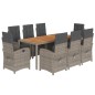 vidaXL Set comedor jardín 9 pzas y cojines ratán sintético gris vidaXL Set comedor jardín 9 pzas y cojines ratán sintético gris