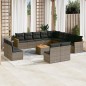 vidaXL Set de sofás de jardín 14 pzas con cojines ratán sintético gris vidaXL Set de sofás de jardín 14 pzas con cojines ratán sintético gris