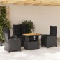 vidaXL Juego comedor jardín 4 piezas con cojines ratán sintético negro vidaXL Juego comedor jardín 4 piezas con cojines ratán sintético negro