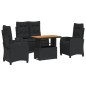 vidaXL Juego comedor jardín 4 piezas con cojines ratán sintético negro vidaXL Juego comedor jardín 4 piezas con cojines ratán sintético negro