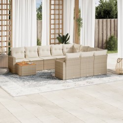 vidaXL Set de sofás de jardín 11pzas con cojines ratán sintético beige