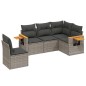 vidaXL Juego de sofás jardín con cojines 5 pzas ratán sintético gris vidaXL Juego de sofás jardín con cojines 5 pzas ratán sintético gris