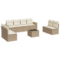vidaXL Set de sofás de jardín 9 pzas con cojines ratán sintético beige