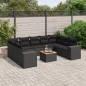 vidaXL Set de sofás de jardín 10 pzas cojines ratán sintético negro vidaXL Set de sofás de jardín 10 pzas cojines ratán sintético negro