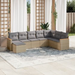 vidaXL Juego de sofás jardín con cojines beige mezcla 8 pzas ratán PE