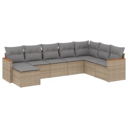 vidaXL Juego de sofás jardín con cojines beige mezcla 8 pzas ratán PE