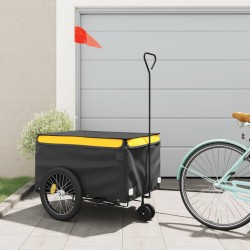 vidaXL Remolque para bicicleta hierro negro y amarillo 45 kg