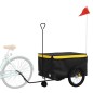 vidaXL Remolque para bicicleta hierro negro y amarillo 45 kg