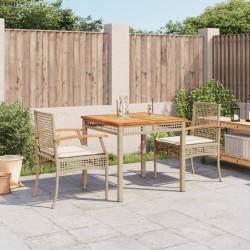 vidaXL Set comedor de jardín 3 pzas con cojines ratán sintético beige