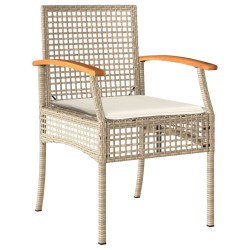 vidaXL Set comedor de jardín 3 pzas con cojines ratán sintético beige