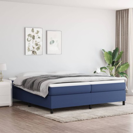 vidaXL Cama box spring con colchón tela azul 200x200 cm