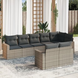 vidaXL Set de sofás de jardín 8 pzas y cojines ratán sintético gris
