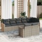 vidaXL Set de sofás de jardín 8 pzas y cojines ratán sintético gris vidaXL Set de sofás de jardín 8 pzas y cojines ratán sintético gris