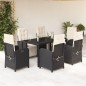 vidaXL Set de comedor de jardín 7 pzas y cojines ratán sintético negro vidaXL Set de comedor de jardín 7 pzas y cojines ratán sintético negro