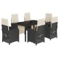 vidaXL Set de comedor de jardín 7 pzas y cojines ratán sintético negro vidaXL Set de comedor de jardín 7 pzas y cojines ratán sintético negro
