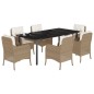 vidaXL Set comedor de jardín 7 pzas con cojines ratán sintético beige vidaXL Set comedor de jardín 7 pzas con cojines ratán sintético beige
