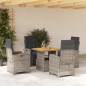 vidaXL Set comedor de jardín 5 piezas con cojines ratán sintético gris