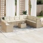 vidaXL Set de sofás de jardín 11pzas con cojines ratán sintético beige vidaXL Set de sofás de jardín 11pzas con cojines ratán sintético beige