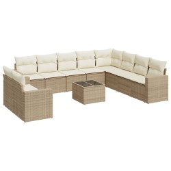 vidaXL Set de sofás de jardín 11pzas con cojines ratán sintético beige