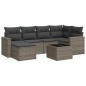 vidaXL Set de sofás de jardín 7 piezas con cojines ratán PE gris vidaXL Set de sofás de jardín 7 piezas con cojines ratán PE gris