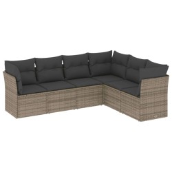 vidaXL Set de muebles de jardín 6 pzas y cojines ratán sintético gris