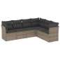 vidaXL Set de muebles de jardín 6 pzas y cojines ratán sintético gris