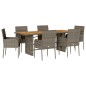 vidaXL Set comedor jardín 7 pzas y cojines ratán sintético gris vidaXL Set comedor jardín 7 pzas y cojines ratán sintético gris