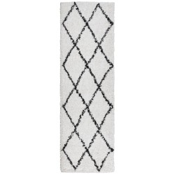 vidaXL Alfombra de pelo largo moderna crema y negro 80x250 cm
