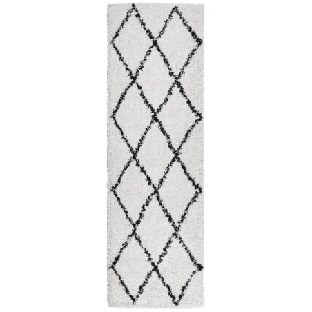 vidaXL Alfombra de pelo largo moderna crema y negro 80x250 cm