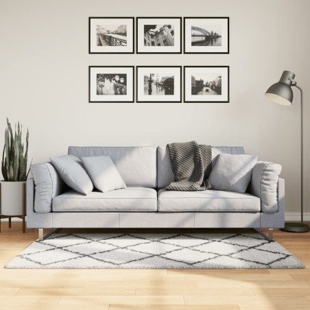 vidaXL Alfombra de pelo largo moderna crema y negro 80x150 cm