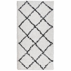 vidaXL Alfombra de pelo largo moderna crema y negro 80x150 cm