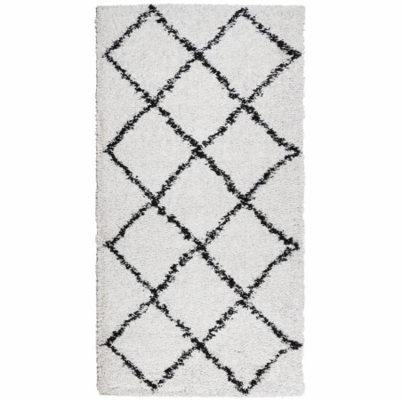 vidaXL Alfombra de pelo largo moderna crema y negro 80x150 cm