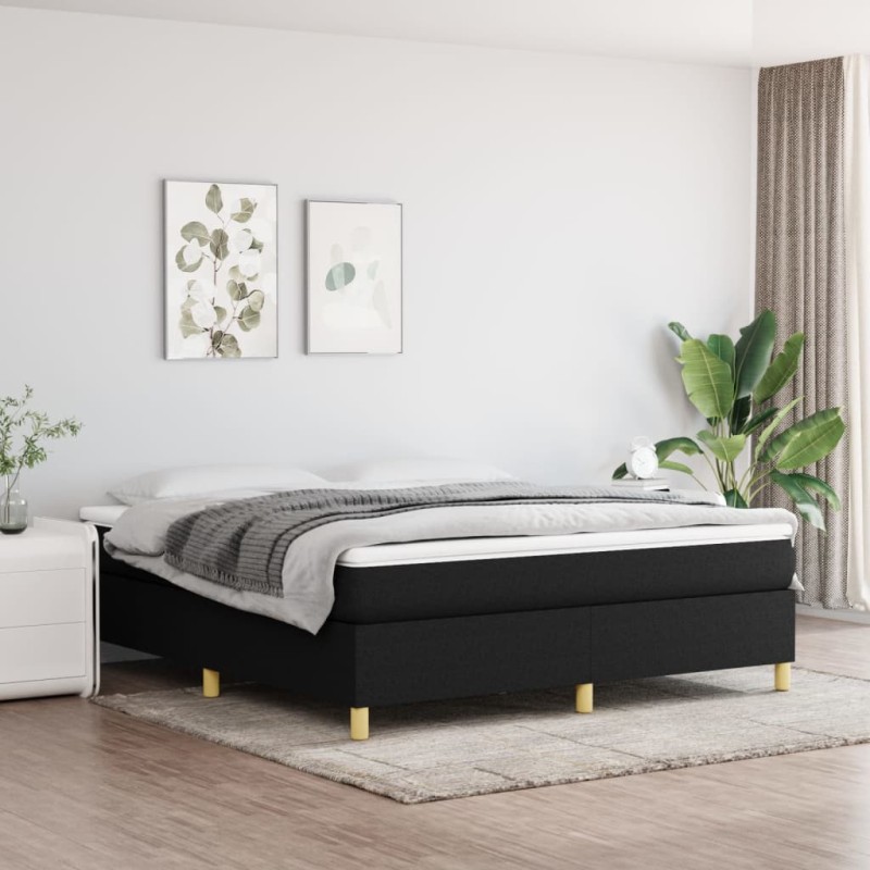 vidaXL Cama box spring con colchón tela negro 180x200 cm vidaXL Cama box spring con colchón tela negro 180x200 cm